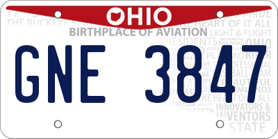 OH license plate GNE3847