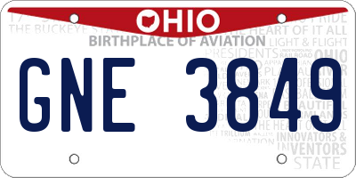 OH license plate GNE3849