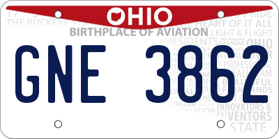 OH license plate GNE3862