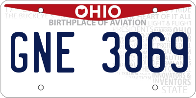 OH license plate GNE3869