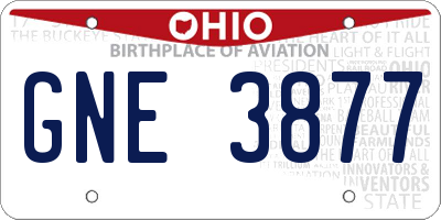 OH license plate GNE3877