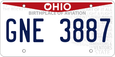 OH license plate GNE3887
