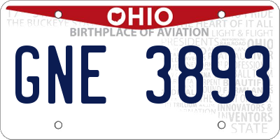 OH license plate GNE3893