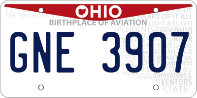 OH license plate GNE3907