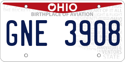 OH license plate GNE3908