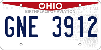 OH license plate GNE3912