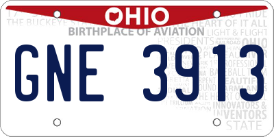 OH license plate GNE3913