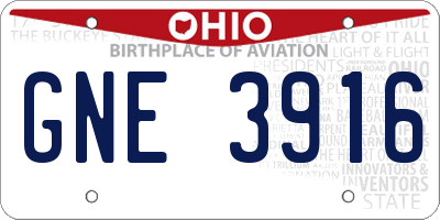 OH license plate GNE3916