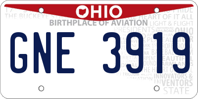 OH license plate GNE3919
