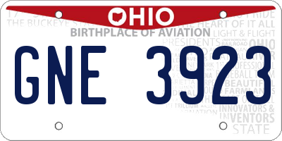 OH license plate GNE3923