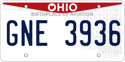 OH license plate GNE3936