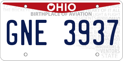OH license plate GNE3937