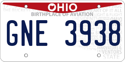 OH license plate GNE3938