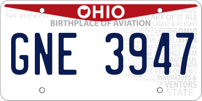 OH license plate GNE3947