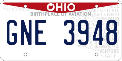 OH license plate GNE3948