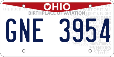 OH license plate GNE3954