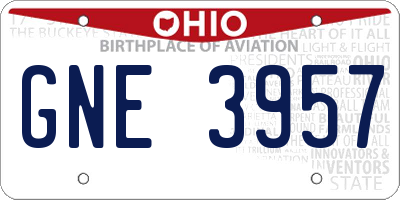 OH license plate GNE3957