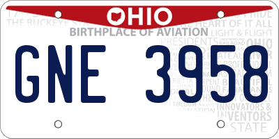 OH license plate GNE3958