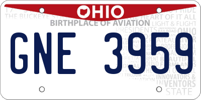 OH license plate GNE3959