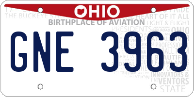 OH license plate GNE3963