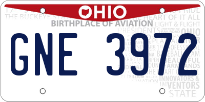 OH license plate GNE3972