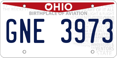 OH license plate GNE3973