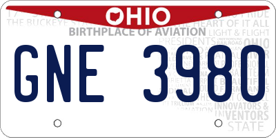 OH license plate GNE3980