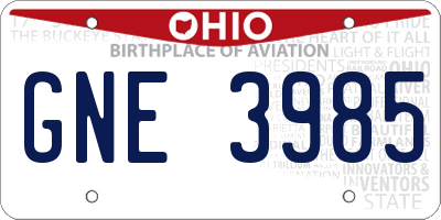 OH license plate GNE3985