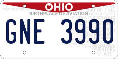 OH license plate GNE3990