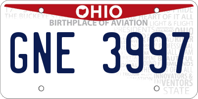 OH license plate GNE3997
