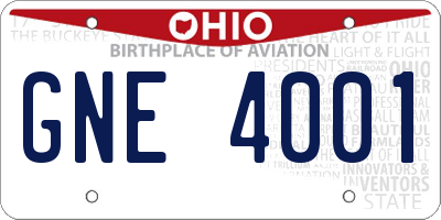 OH license plate GNE4001