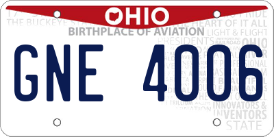 OH license plate GNE4006