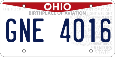 OH license plate GNE4016