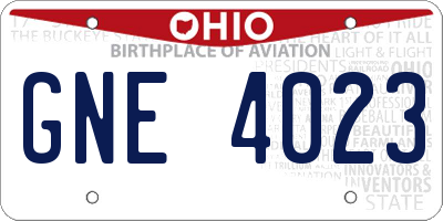 OH license plate GNE4023