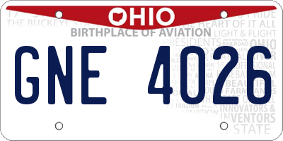 OH license plate GNE4026