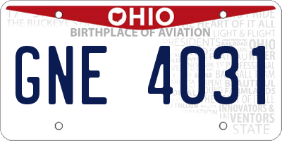 OH license plate GNE4031