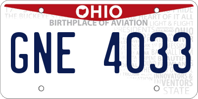 OH license plate GNE4033