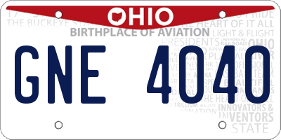 OH license plate GNE4040