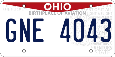 OH license plate GNE4043