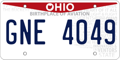 OH license plate GNE4049