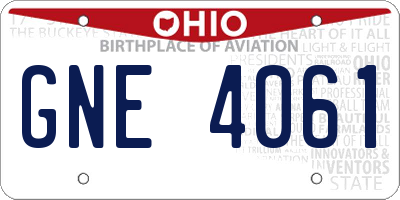 OH license plate GNE4061