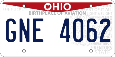 OH license plate GNE4062