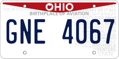 OH license plate GNE4067