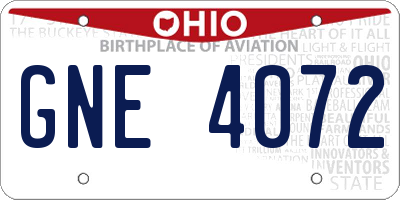 OH license plate GNE4072