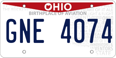 OH license plate GNE4074