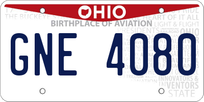 OH license plate GNE4080