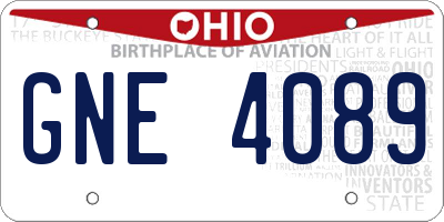 OH license plate GNE4089