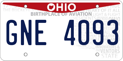 OH license plate GNE4093