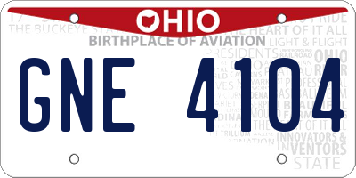 OH license plate GNE4104