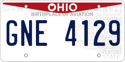 OH license plate GNE4129
